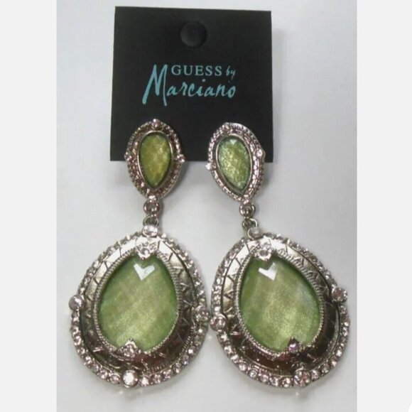 Guess by Marciano Jewelry - GUESS BY MARCIANO | Green & Clear Rhinestone Dangle Pierced Earrings
